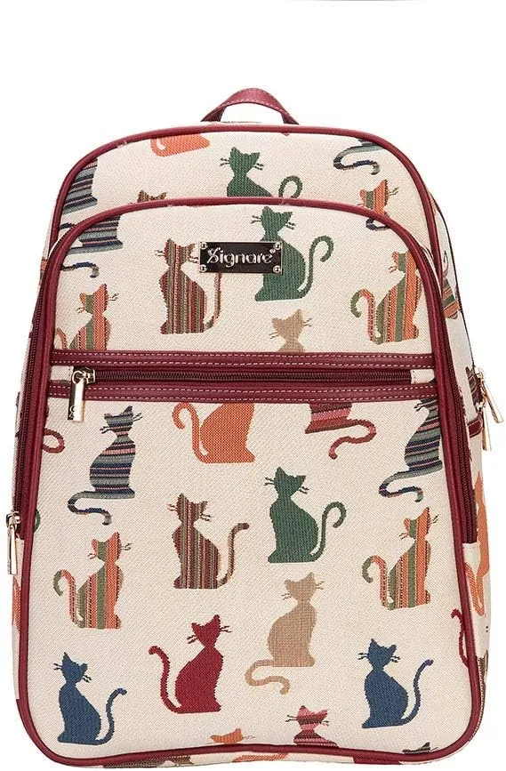 Signare Tapestry Backpack for Women Computer Rucksack Knapsack bookbags for women In Cheeky Cat Design (BKPK-CHEKY)