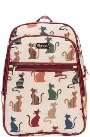 Signare Tapestry Backpack for Women Computer Rucksack Knapsack bookbags for women In Cheeky Cat Design (BKPK-CHEKY)