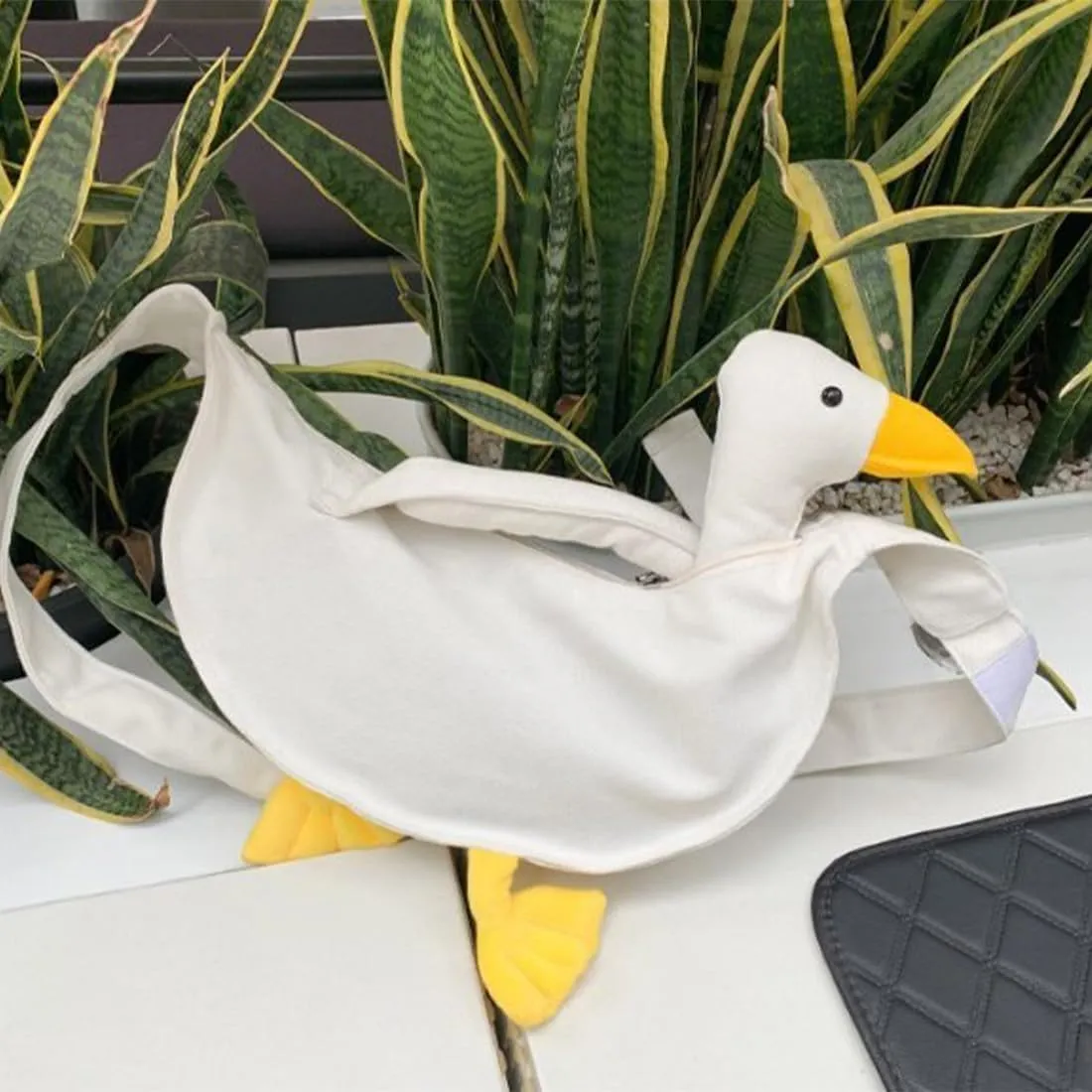 Silly Goose Bag, Goose Purse, Animal Canvas Shoulder Bag, Funny Crossbody Bag with Adjustable Strap