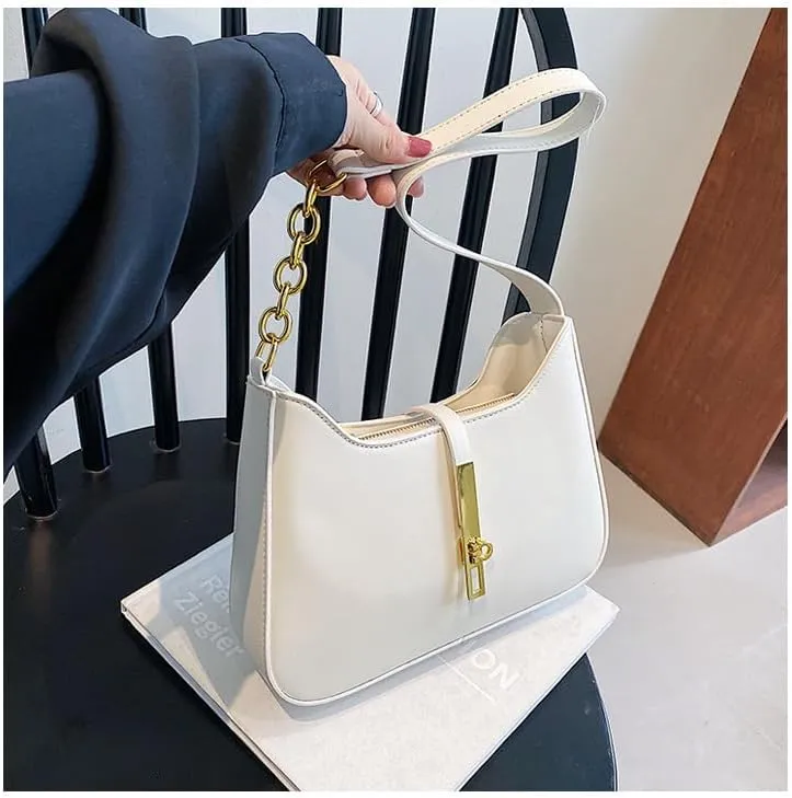 Simple and high-end metal buckle single shoulder underarm crossbody bag for women