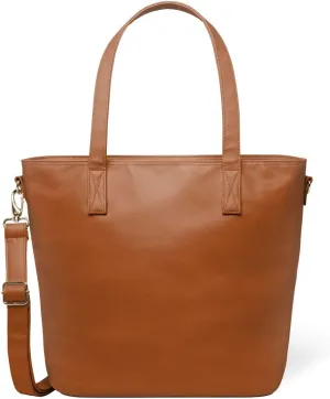 Simple Modern Vegan Leather Tote Bag for Women | Medium Work Purse with Compartments & Laptop Sleeve
