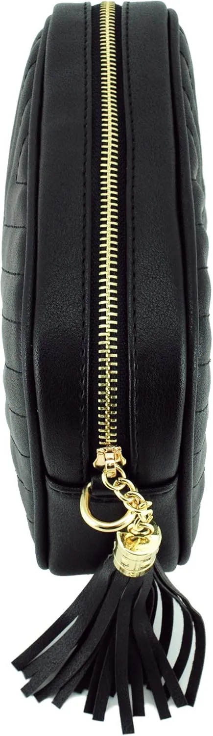 Simple Shoulder Crossbody Bag With Metal Chain Strap And Tassel Top Zipper