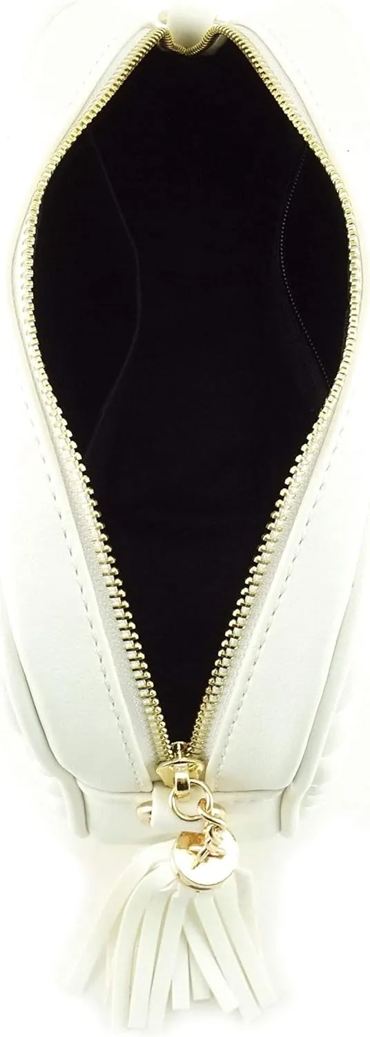 Simple Shoulder Crossbody Bag With Metal Chain Strap And Tassel Top Zipper