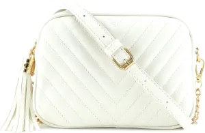Simple Shoulder Crossbody Bag With Metal Chain Strap And Tassel Top Zipper