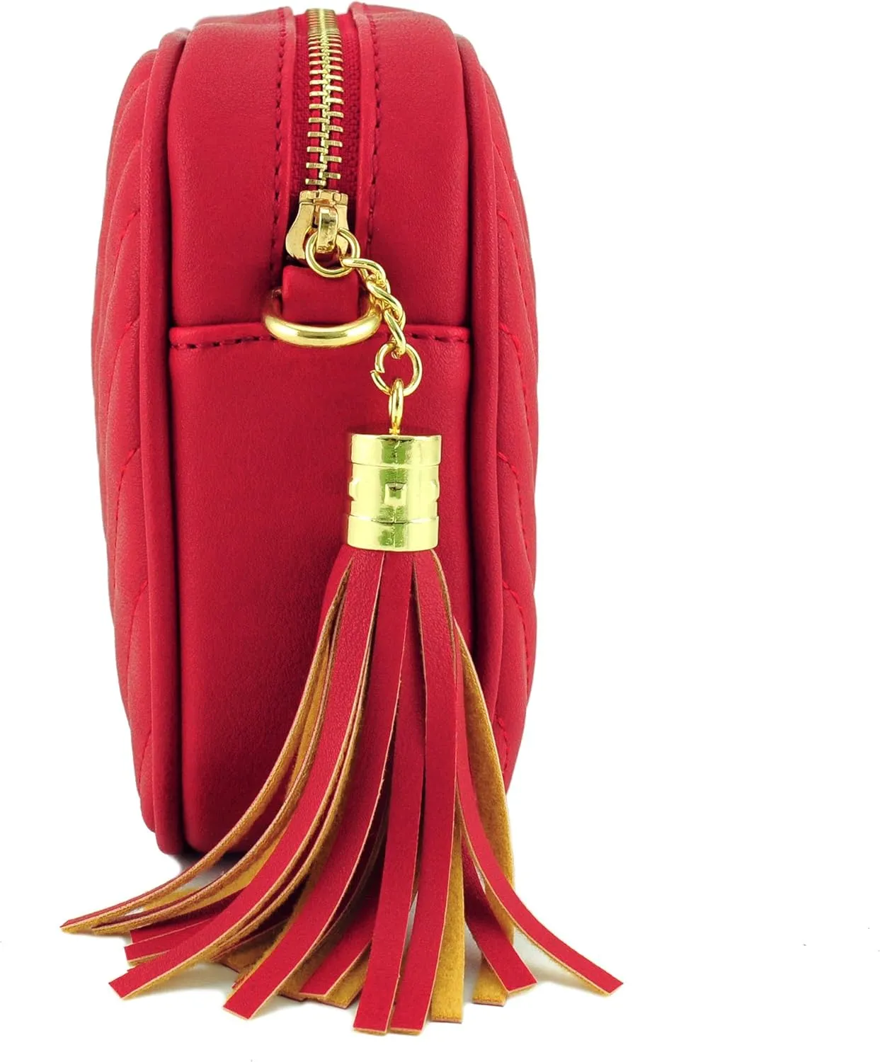 Simple Shoulder Crossbody Bag With Metal Chain Strap And Tassel Top Zipper