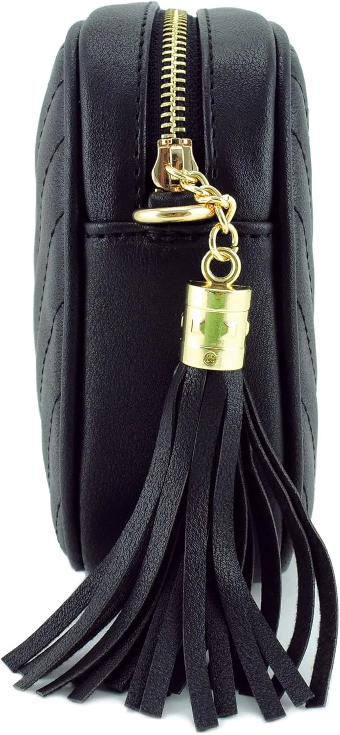 Simple Shoulder Crossbody Bag With Metal Chain Strap And Tassel Top Zipper