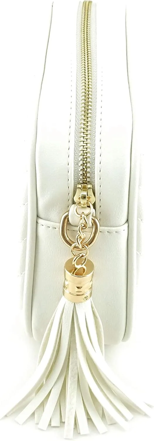 Simple Shoulder Crossbody Bag With Metal Chain Strap And Tassel Top Zipper