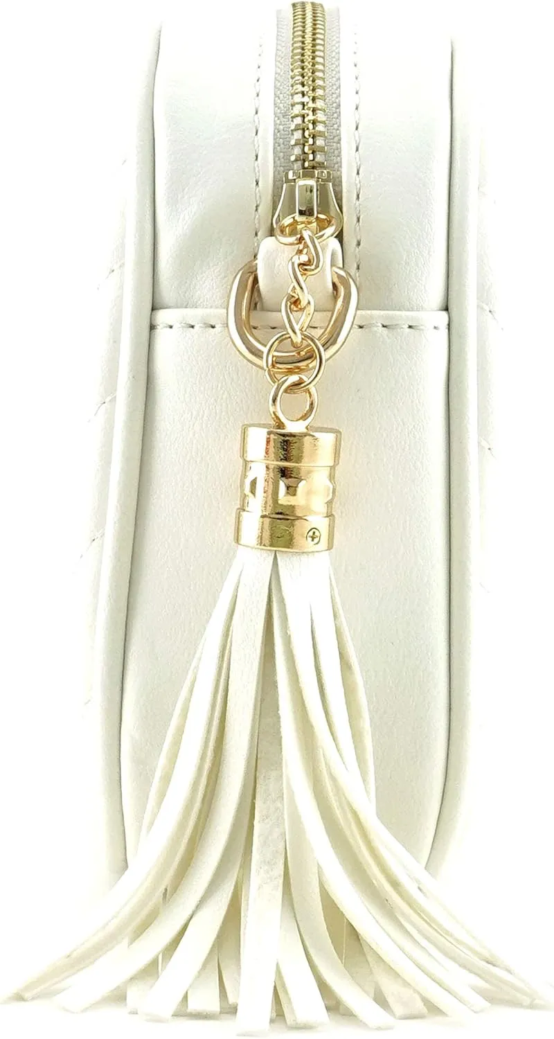Simple Shoulder Crossbody Bag With Metal Chain Strap And Tassel Top Zipper