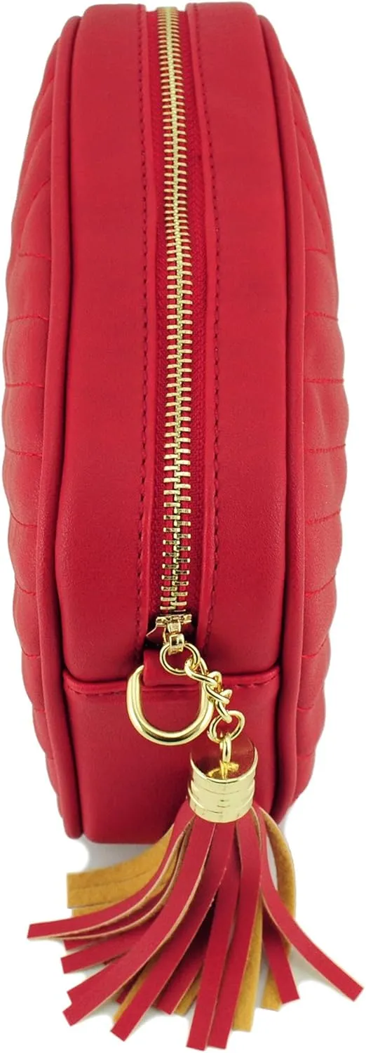 Simple Shoulder Crossbody Bag With Metal Chain Strap And Tassel Top Zipper