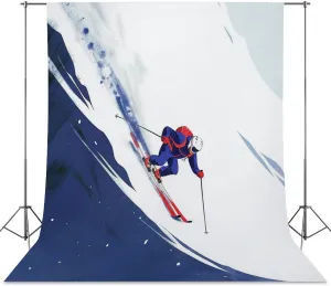 Skiing Alpine Photo Banner Backdrop Party Photography Background Banner Props Birthday Party Supplies Decorations