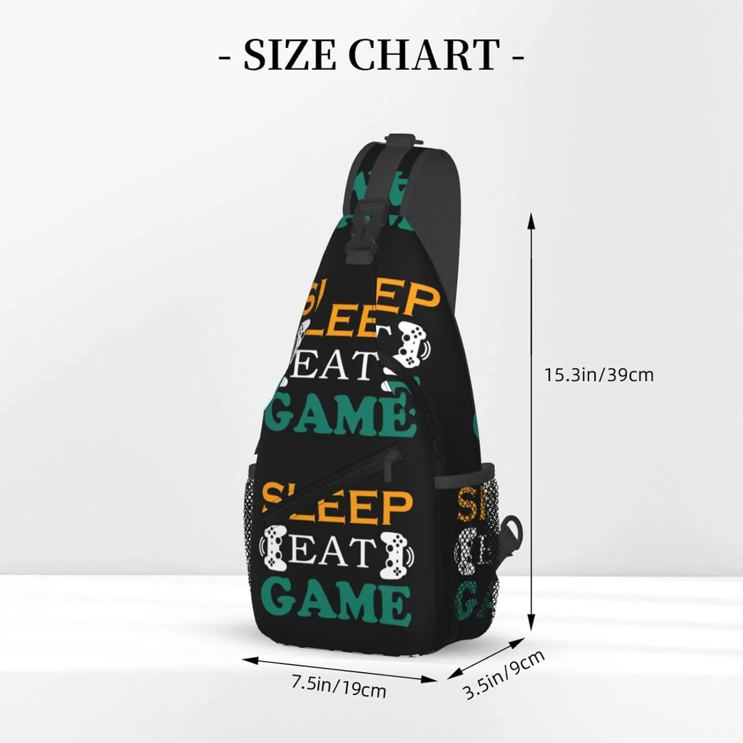 Sleep Eat And Game Outdoor Crossbody Shoulder Bag For Unisex Young Adult Hiking Bicycling