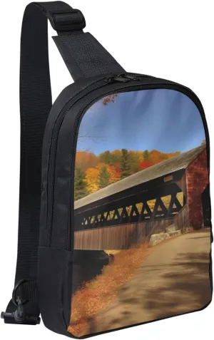 Sling Backpack Crossbody Sling Bag for Men Women Cross Chest Bag Albany Covered Bridge Shoulder Bag Travel Hiking Daypack
