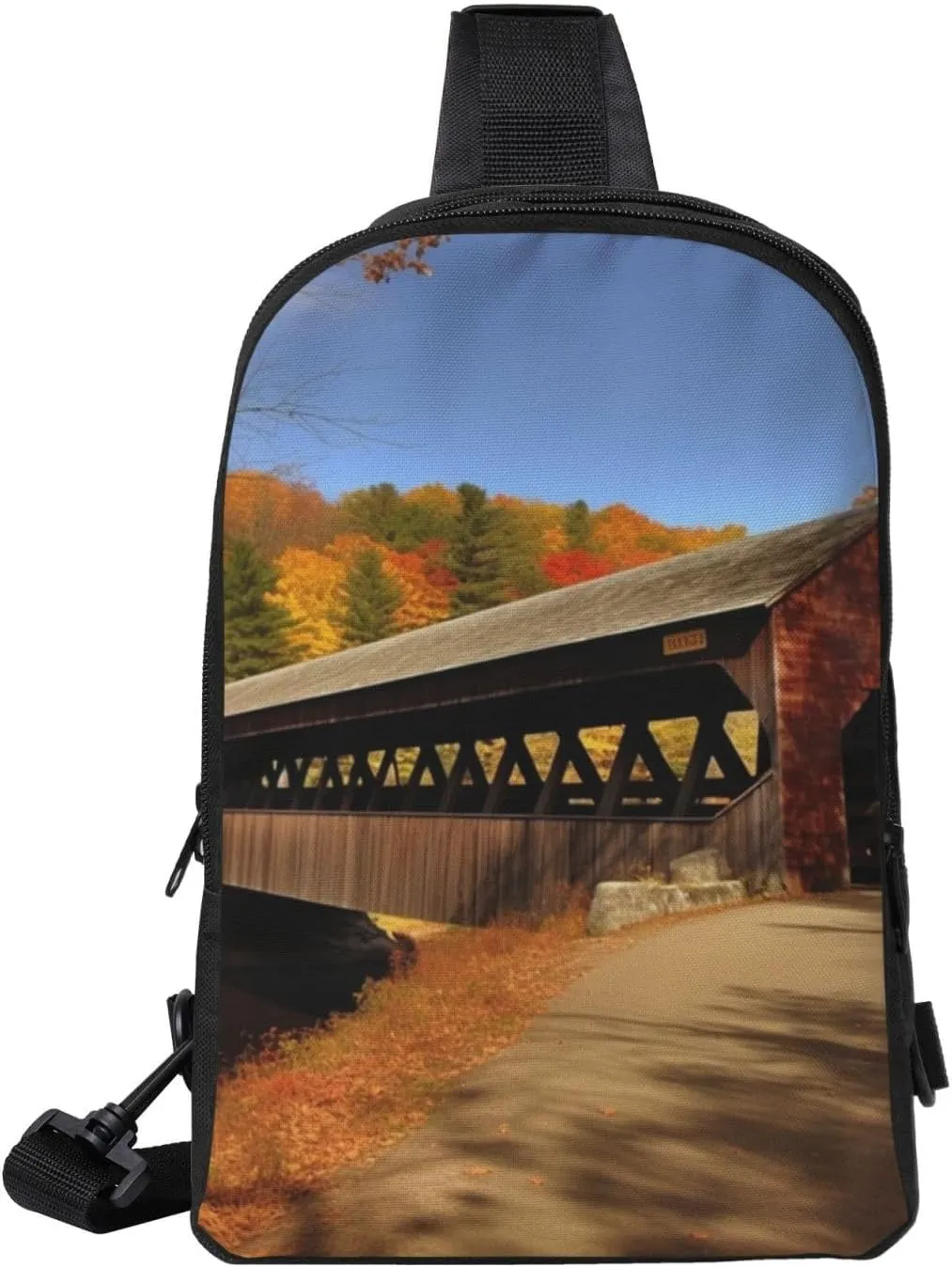 Sling Backpack Crossbody Sling Bag for Men Women Cross Chest Bag Albany Covered Bridge Shoulder Bag Travel Hiking Daypack