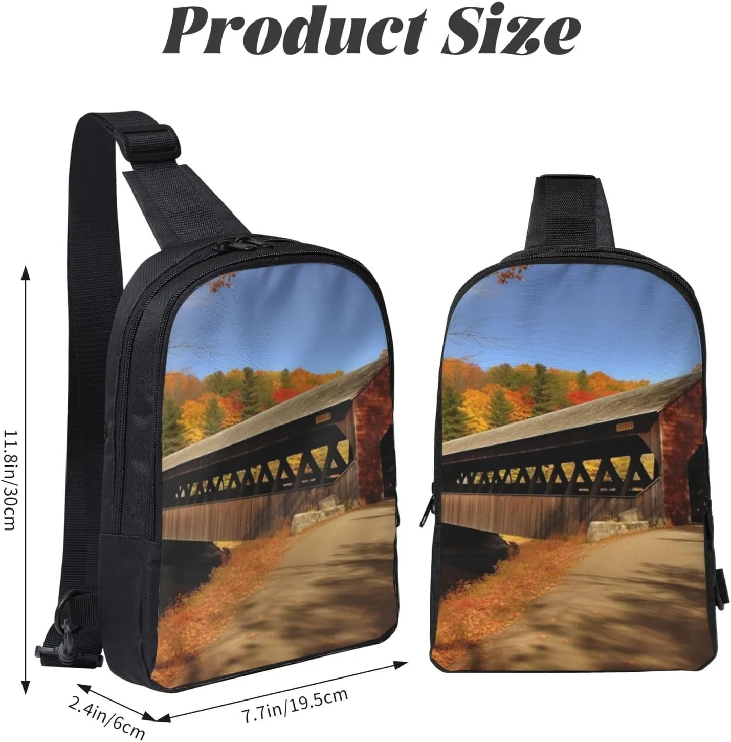 Sling Backpack Crossbody Sling Bag for Men Women Cross Chest Bag Albany Covered Bridge Shoulder Bag Travel Hiking Daypack