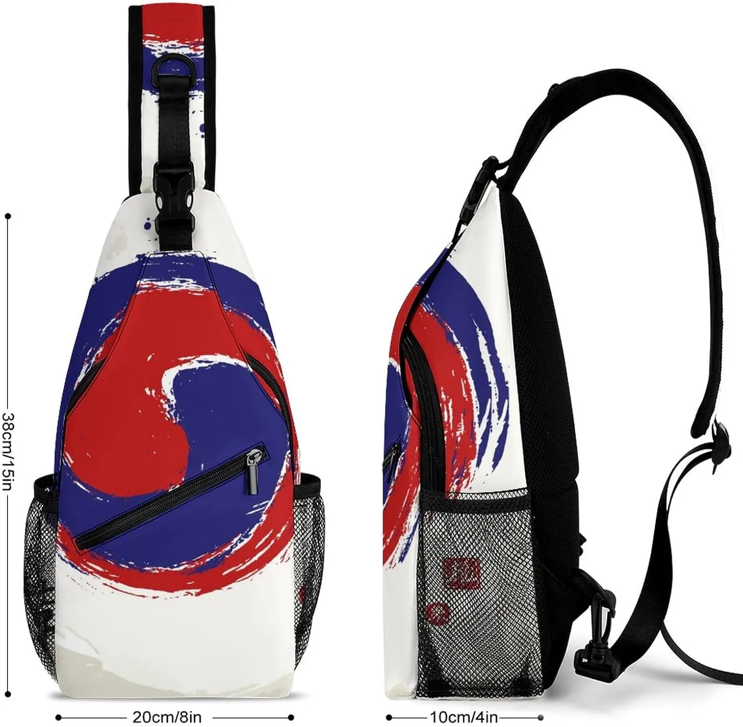Sling Bag Chest Crossbody Backpack Asian Yin-yang Travel Hiking Daypack for Women Men with Strap Purse Lightweight Chest Bags