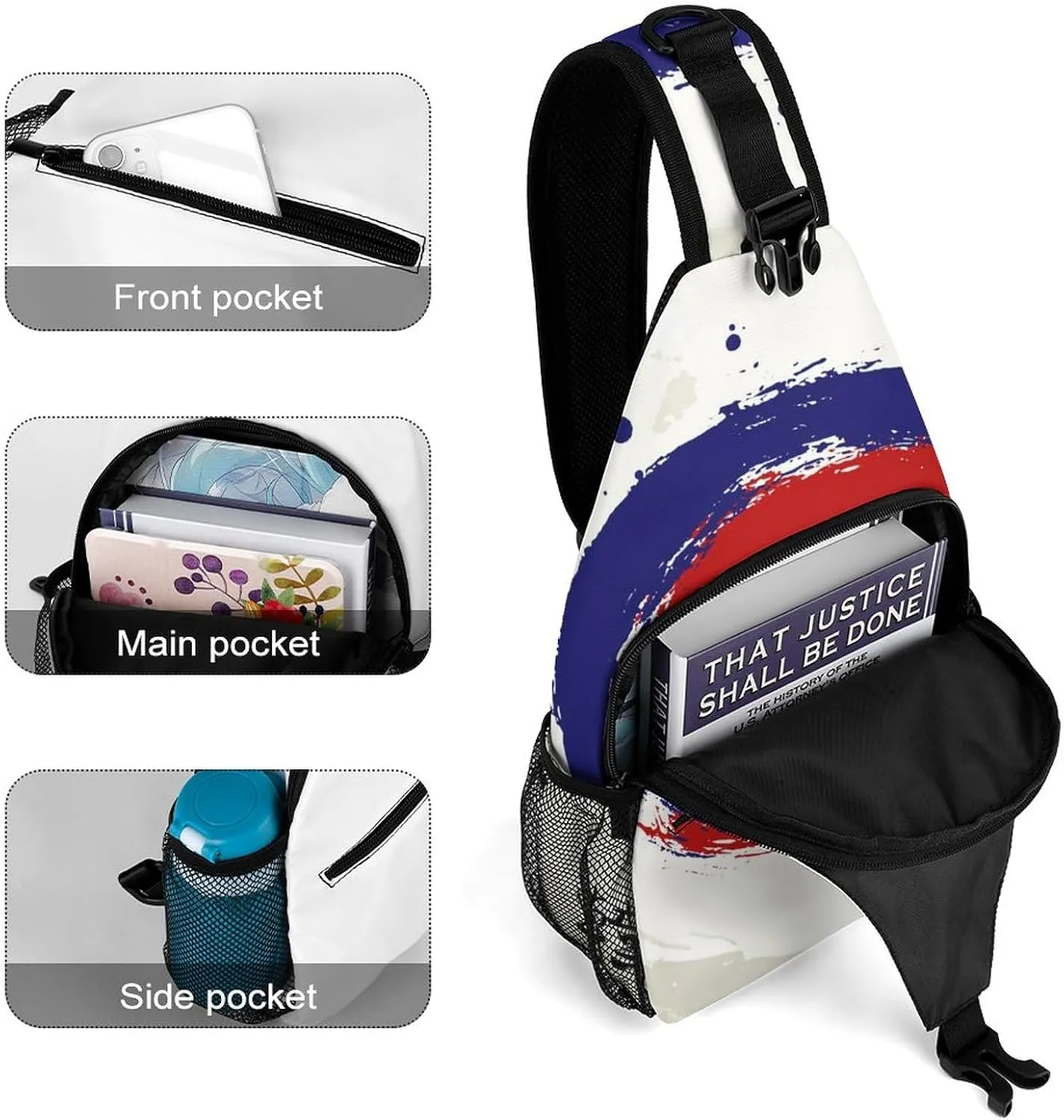 Sling Bag Chest Crossbody Backpack Asian Yin-yang Travel Hiking Daypack for Women Men with Strap Purse Lightweight Chest Bags