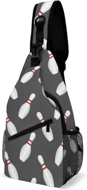 Sling Bag Chest Crossbody Backpack Bowling Pins And Bowls. Travel Hiking Daypack for Women Men with Strap Purse Lightweight Chest Bags