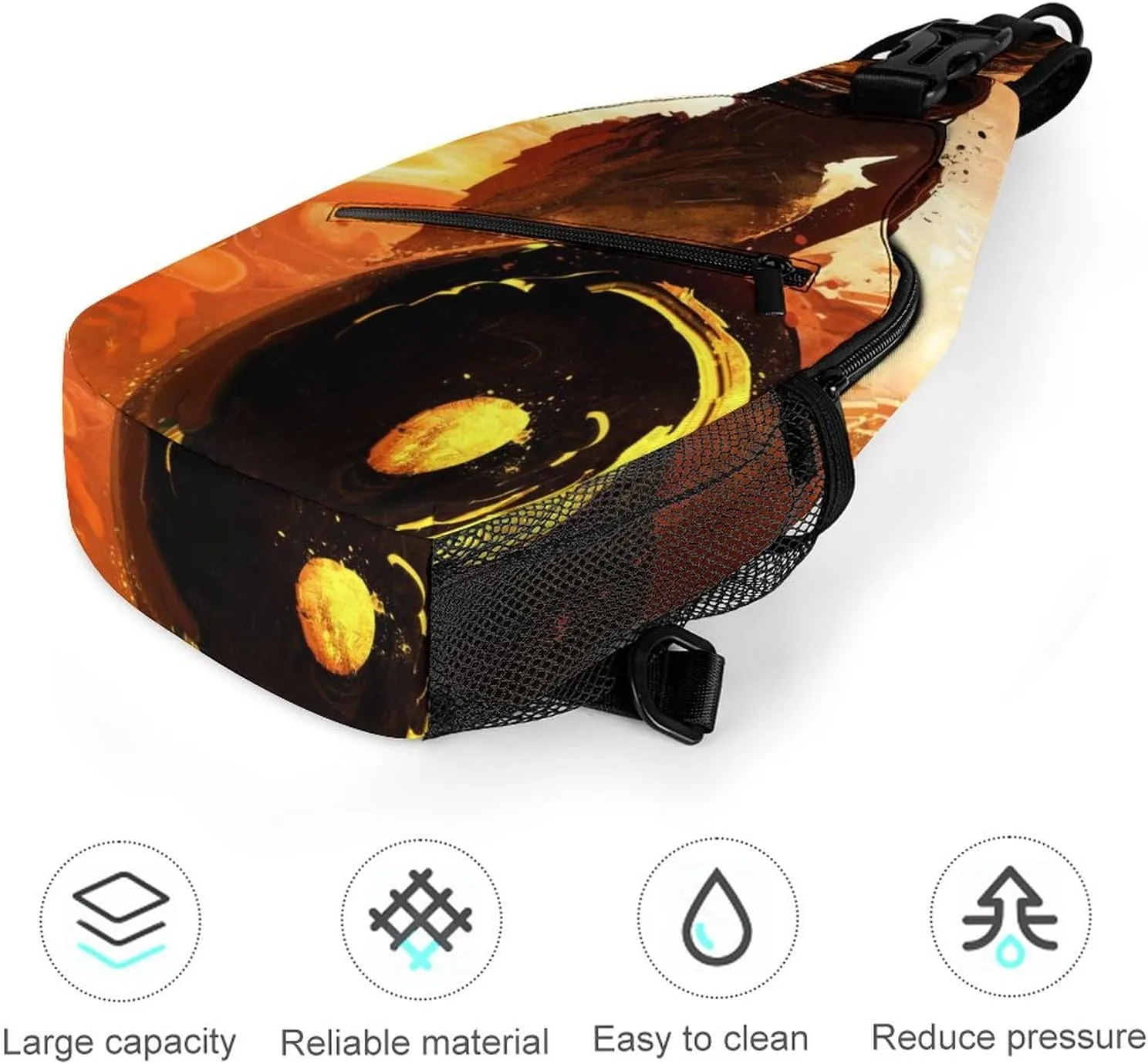 Sling Bag Chest Crossbody Backpack Japanese Knight Shield Travel Hiking Daypack for Women Men with Strap Purse Lightweight Chest Bags