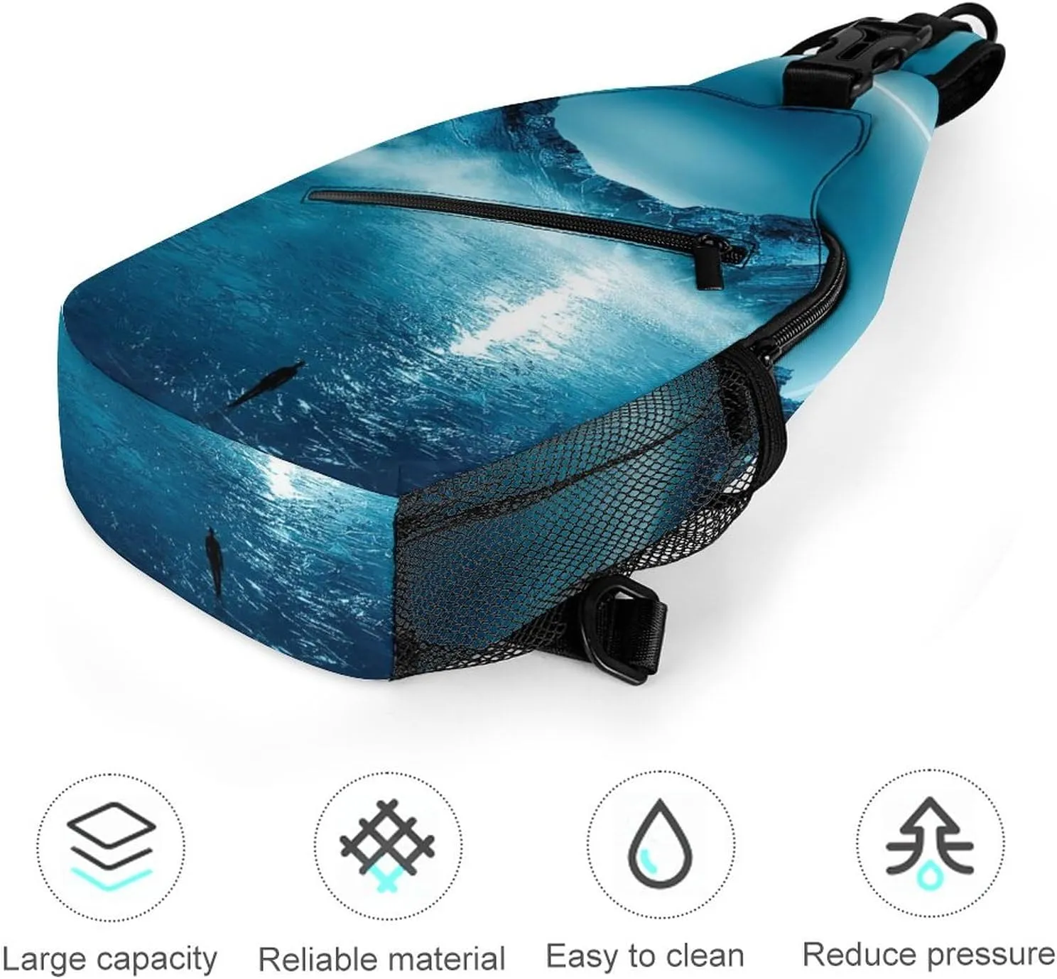 Sling Bag Chest Crossbody Backpack Modern Futuristic Neon Travel Hiking Daypack for Women Men with Strap Purse Lightweight Chest Bags