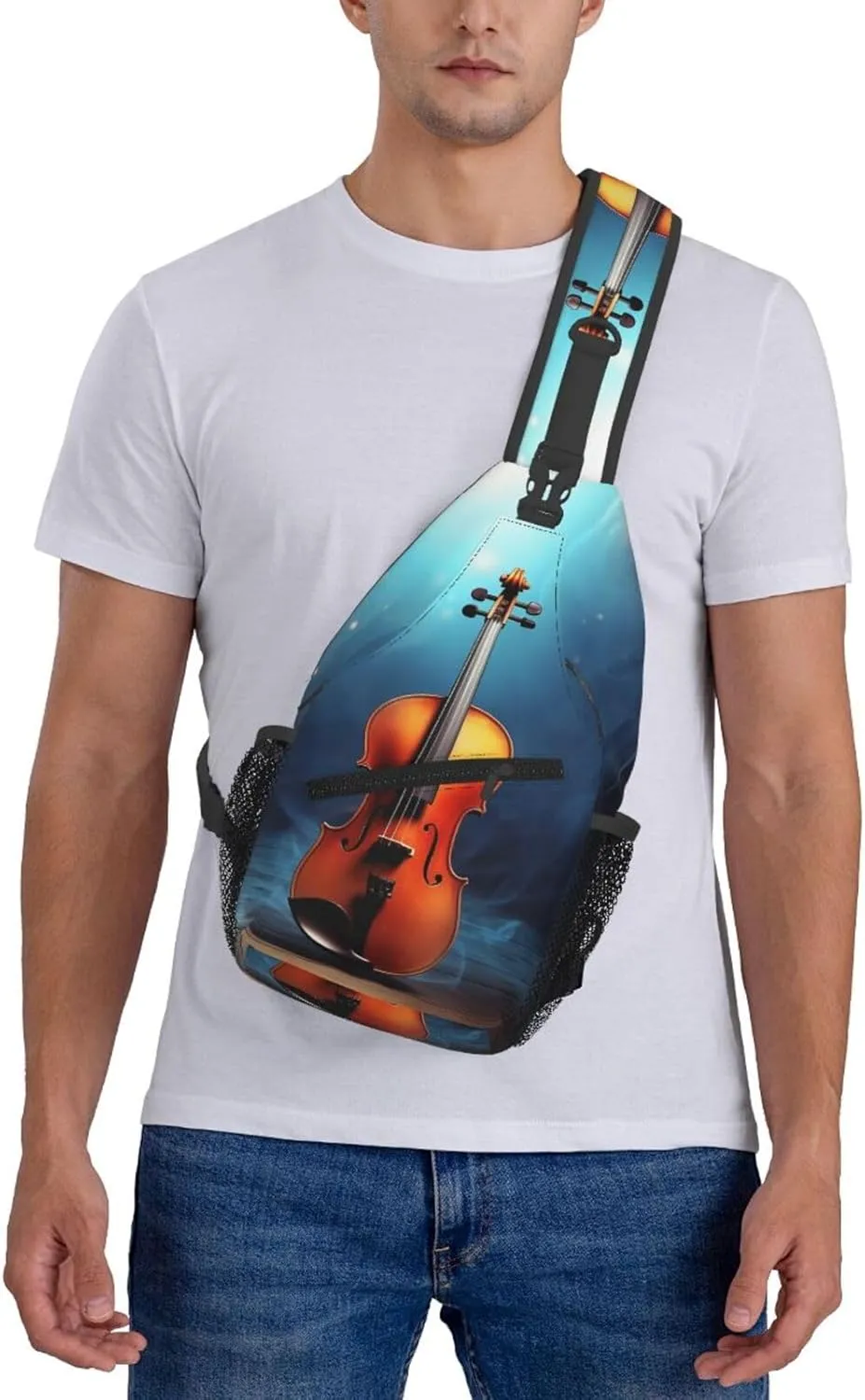 Sling Bag Crossbody Sling Backpack for Men Women Violin Poster Cross Chest Bag Travel Hiking Daypack