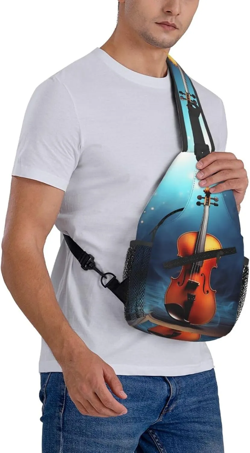 Sling Bag Crossbody Sling Backpack for Men Women Violin Poster Cross Chest Bag Travel Hiking Daypack
