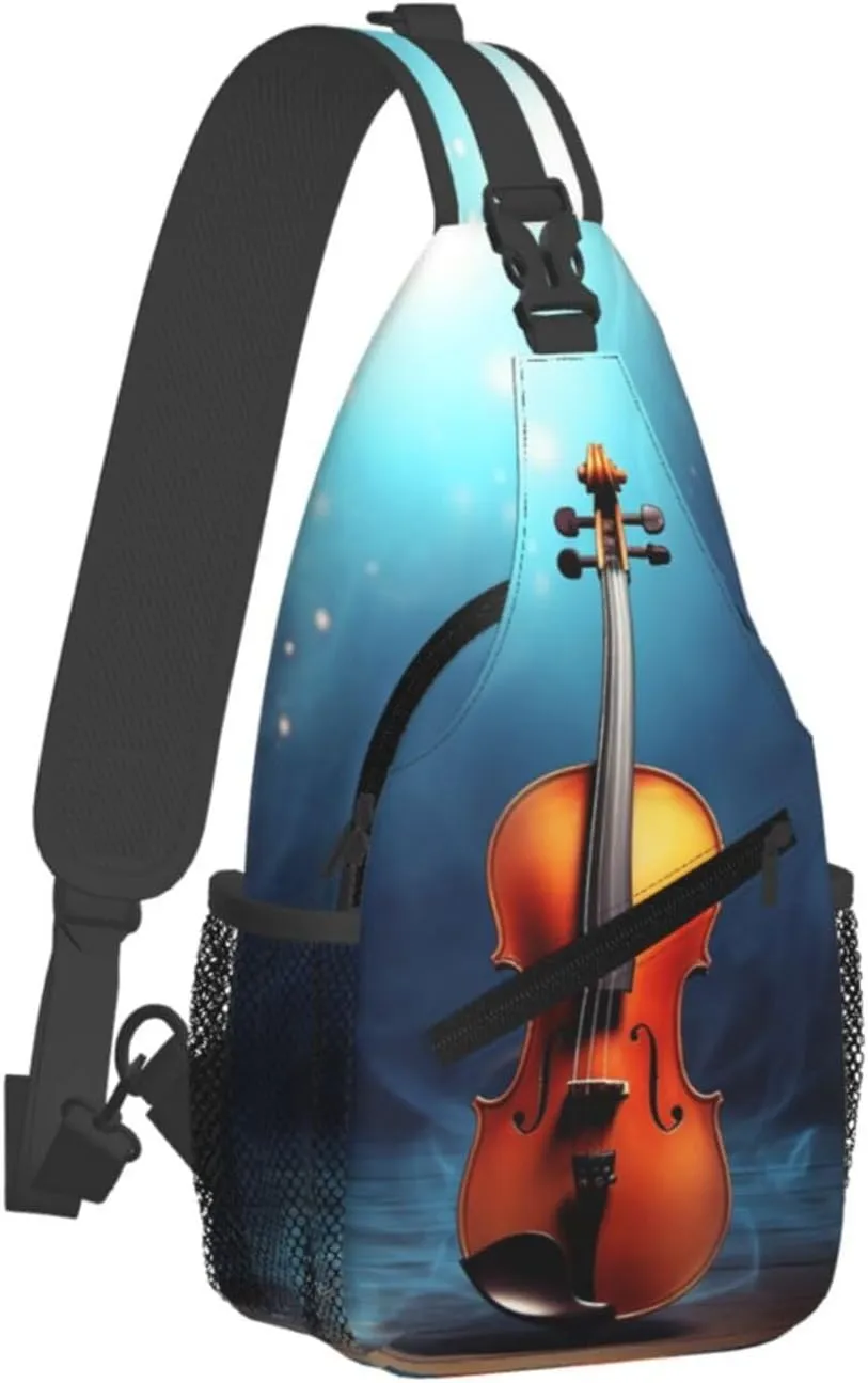 Sling Bag Crossbody Sling Backpack for Men Women Violin Poster Cross Chest Bag Travel Hiking Daypack