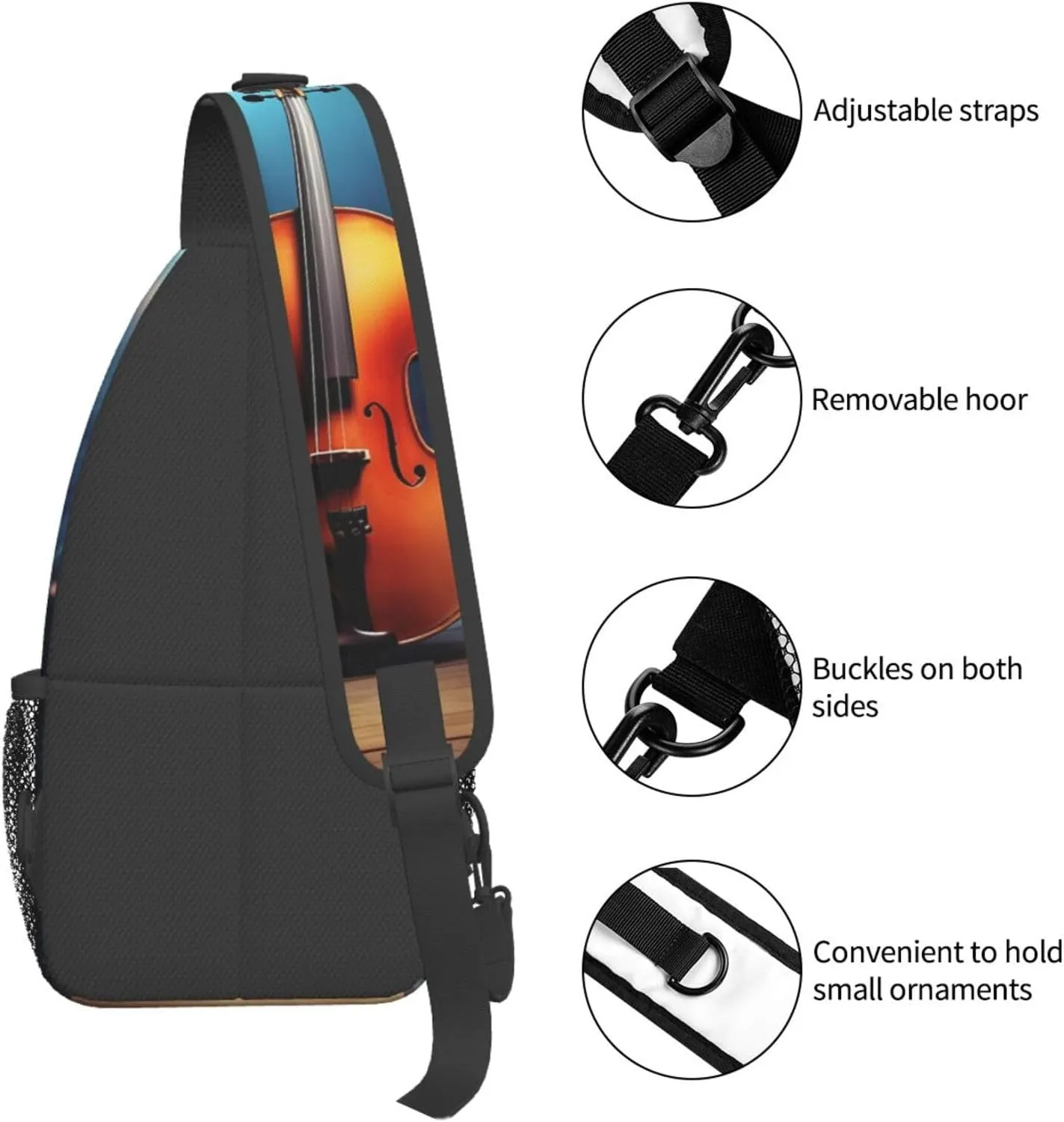 Sling Bag Crossbody Sling Backpack for Men Women Violin Poster Cross Chest Bag Travel Hiking Daypack