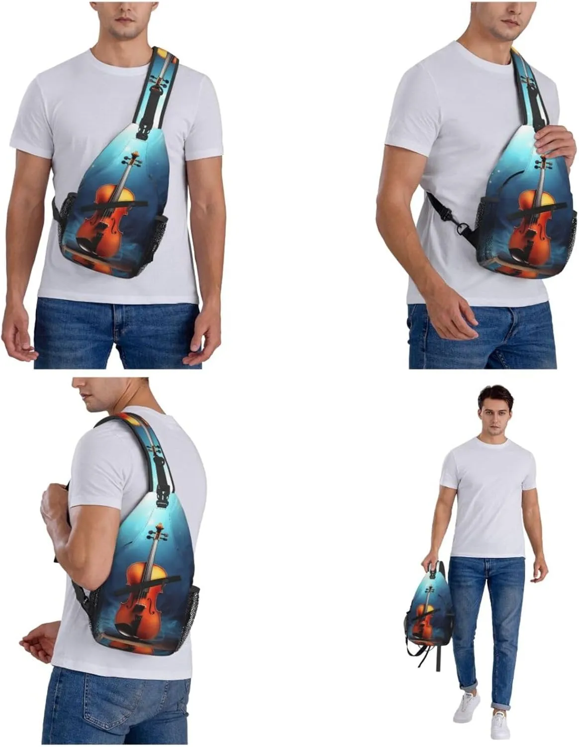 Sling Bag Crossbody Sling Backpack for Men Women Violin Poster Cross Chest Bag Travel Hiking Daypack