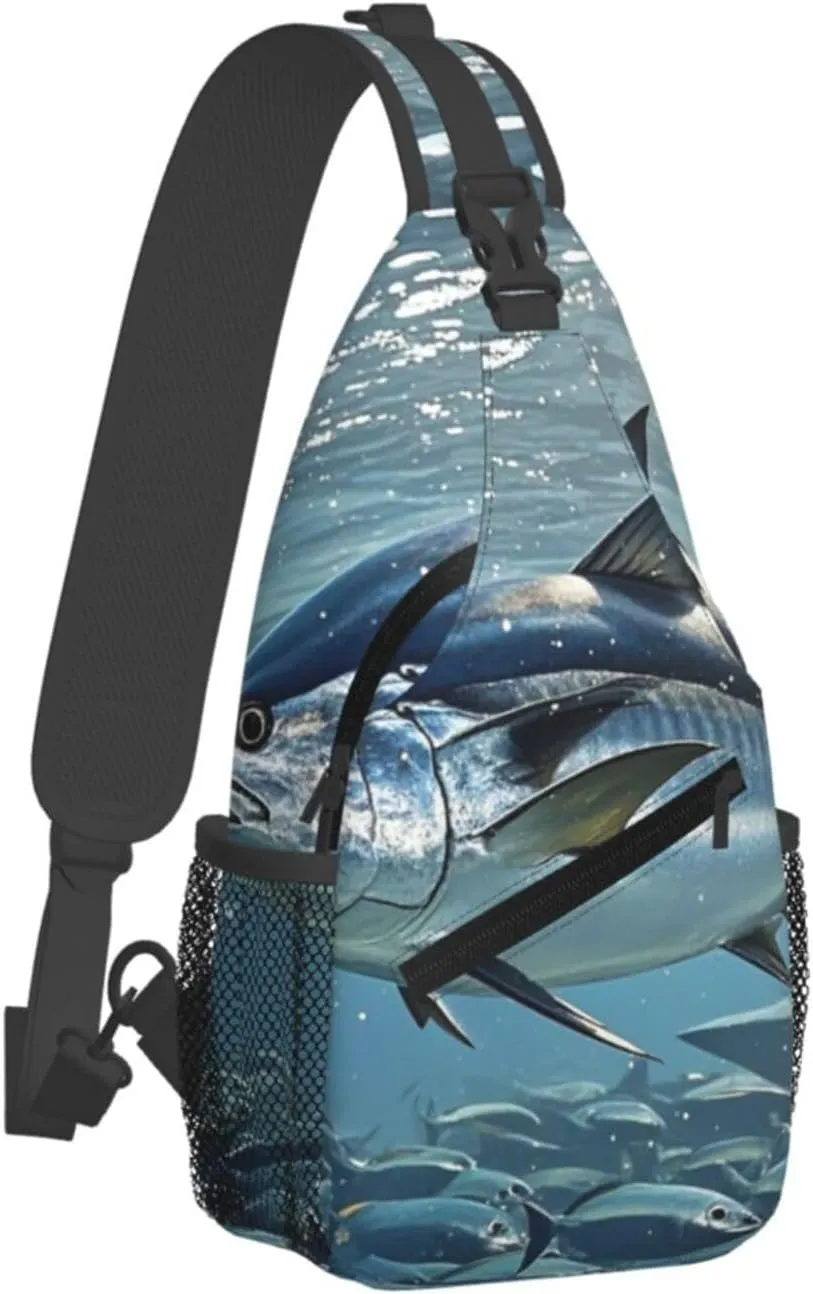 Sling Bag for Men Women Crossbody Backpack Bluefin Tuna Thunnus Crossbody Bag Chest Bag for Travel Sport