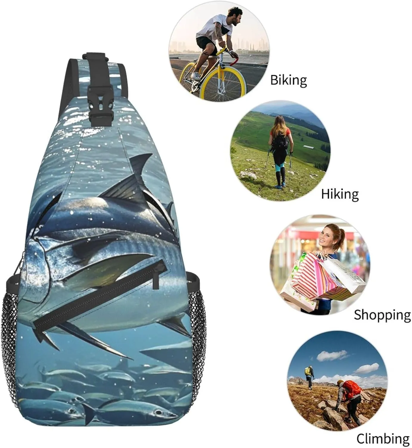 Sling Bag for Men Women Crossbody Backpack Bluefin Tuna Thunnus Crossbody Bag Chest Bag for Travel Sport