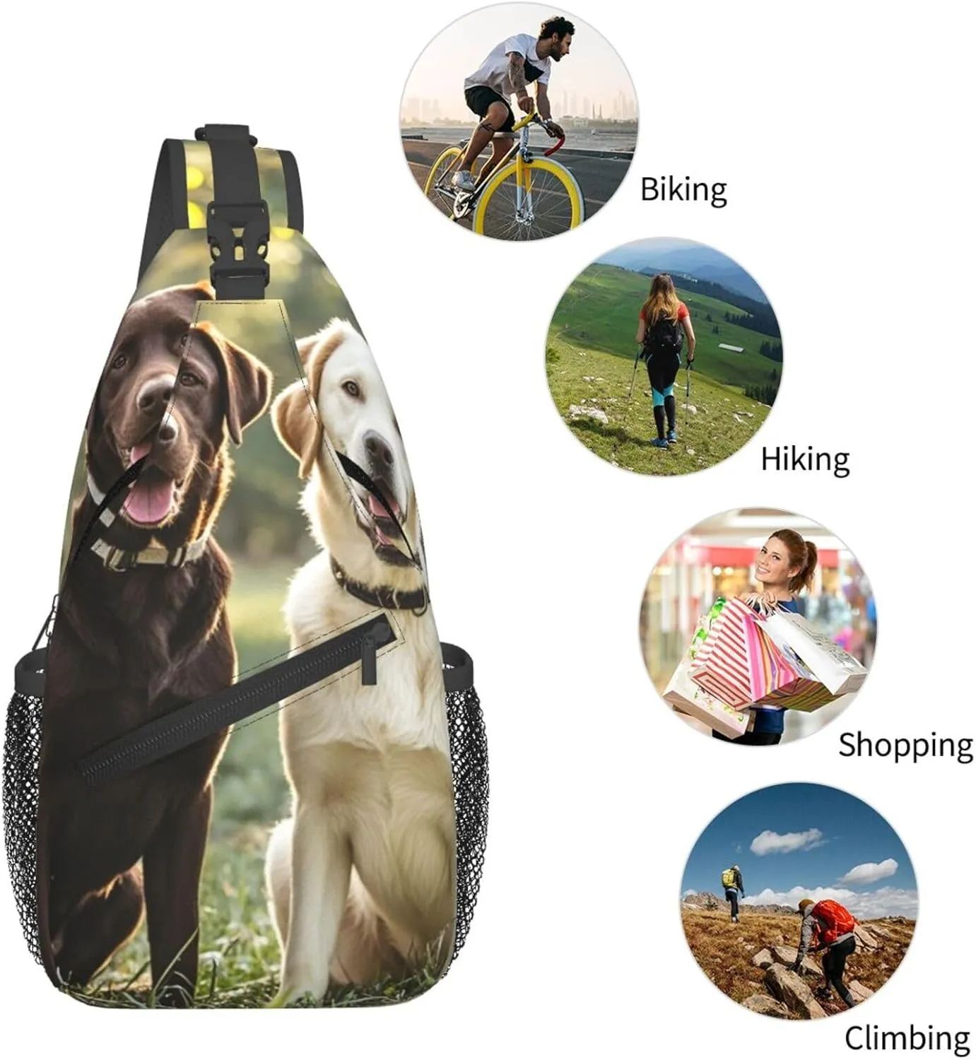 Sling Bag for Men Women Crossbody Backpack labrador retriever Dogs Crossbody Bag Chest Bag for Travel Sport