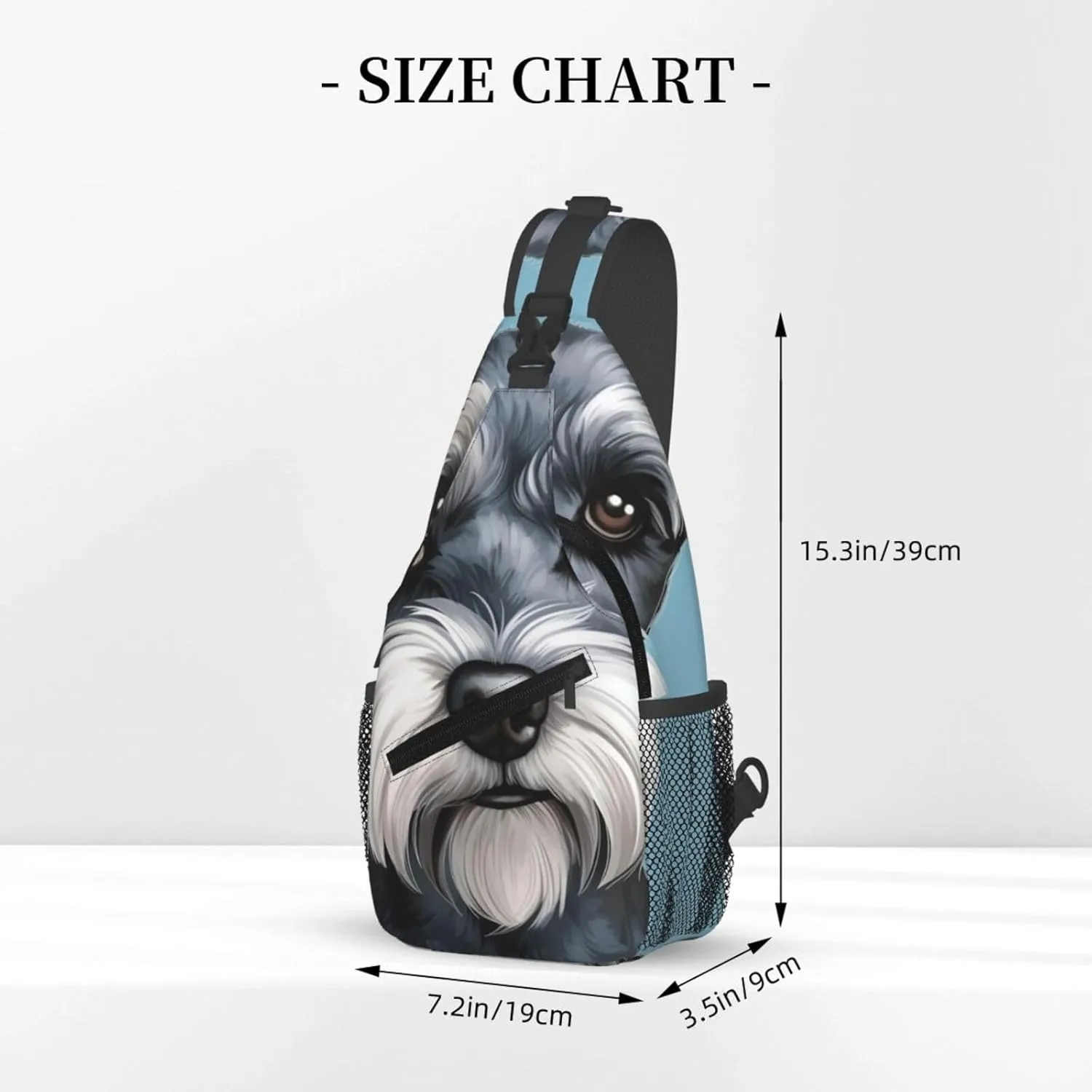 Sling Bag for Men Women Crossbody Backpack Schnauzer Blue Crossbody Bag Chest Bag for Travel Sport