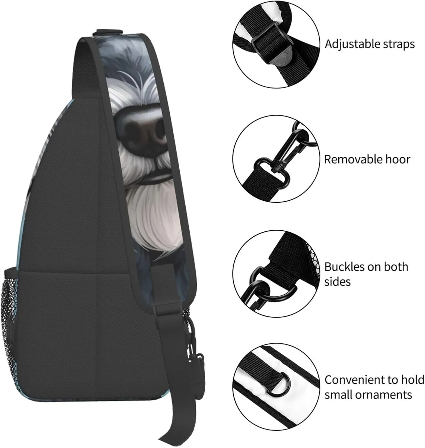 Sling Bag for Men Women Crossbody Backpack Schnauzer Blue Crossbody Bag Chest Bag for Travel Sport