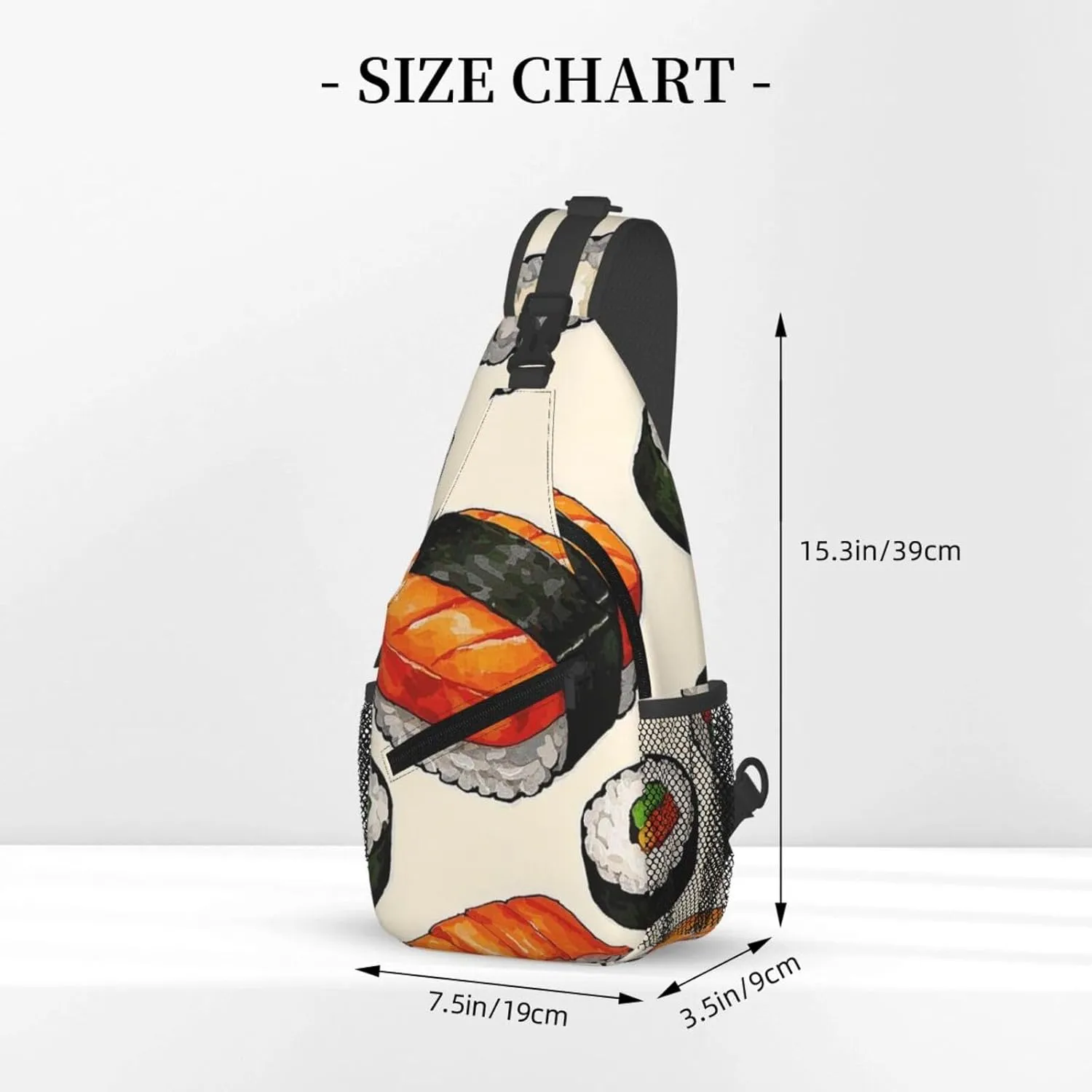 Sling Bag for Men Women Crossbody Backpack Sushi Food Pattern Crossbody Bag Chest Bag for Travel Sport