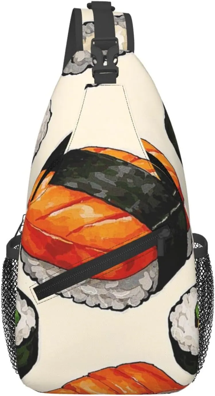 Sling Bag for Men Women Crossbody Backpack Sushi Food Pattern Crossbody Bag Chest Bag for Travel Sport