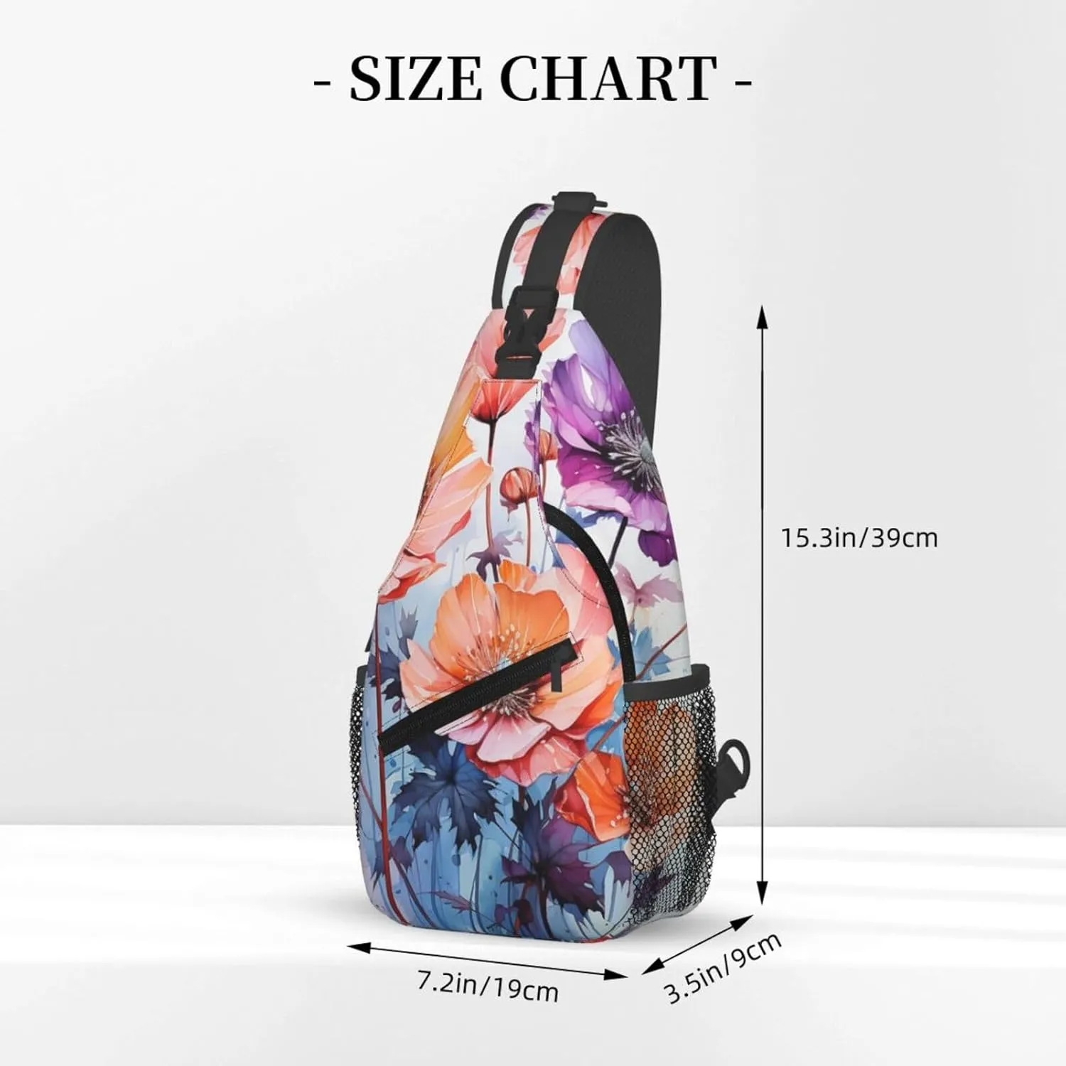 Sling Bag for Men Women Crossbody Backpack Watercolor flowers Crossbody Bag Chest Bag for Travel Sport