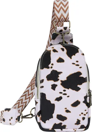 Sling Bag for Women Chest Bag Small Crossbody Bag Leather Satchel Daypack Shoulder Cow Backpack
