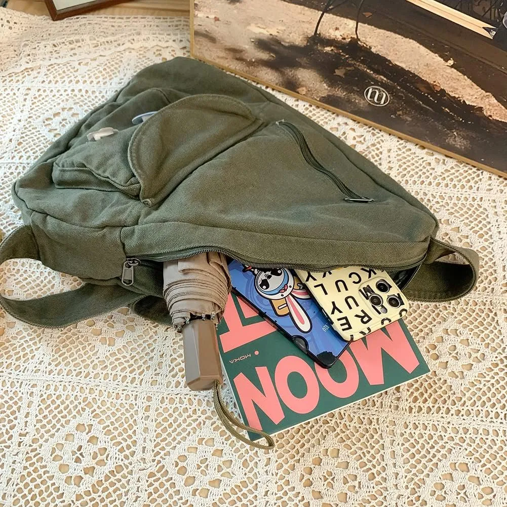 Sling Bag for Women Crossbody Backpack Shoulder Chest Bag Daypack Small Green Travel Canvas Casual Hiking Outdoor