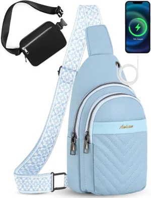Sling Bag for Women, Leather Crossbody Bag Sling Bag Crossbody Backpack for Travel Sports Running Hiking for Man Woman