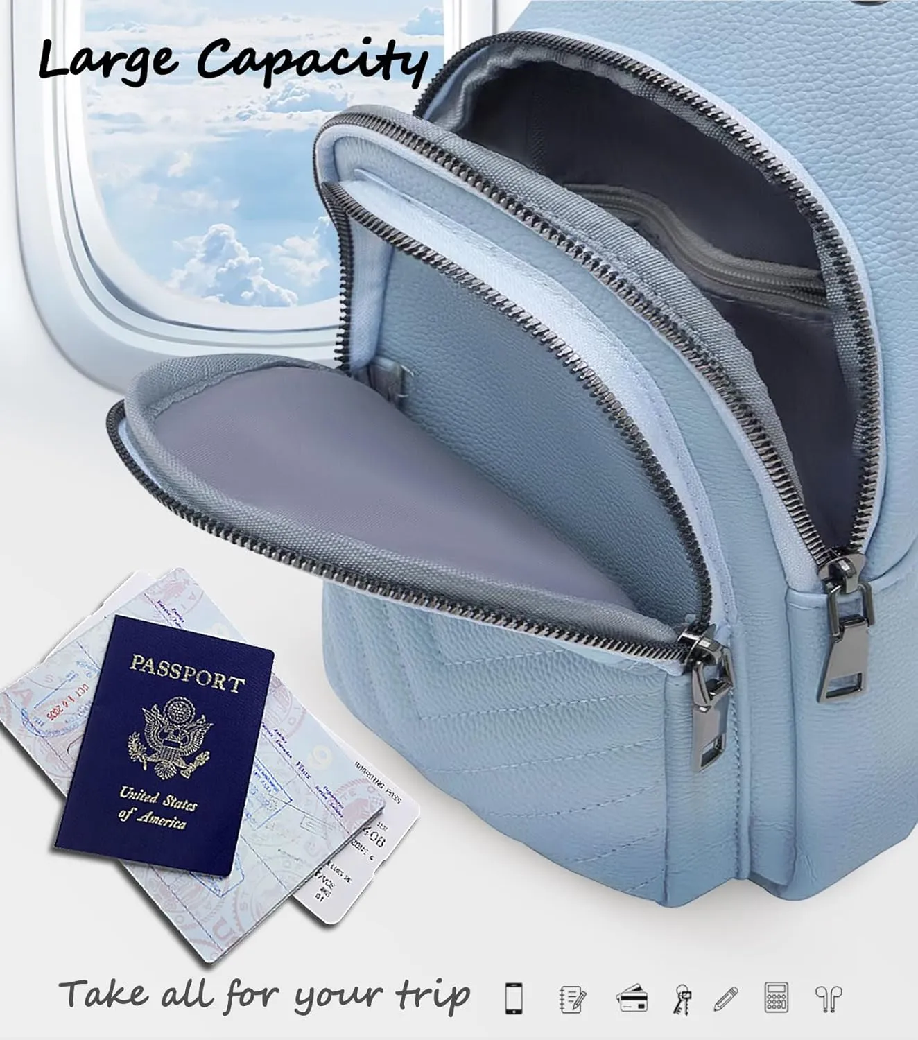 Sling Bag for Women, Leather Crossbody Bag Sling Bag Crossbody Backpack for Travel Sports Running Hiking for Man Woman
