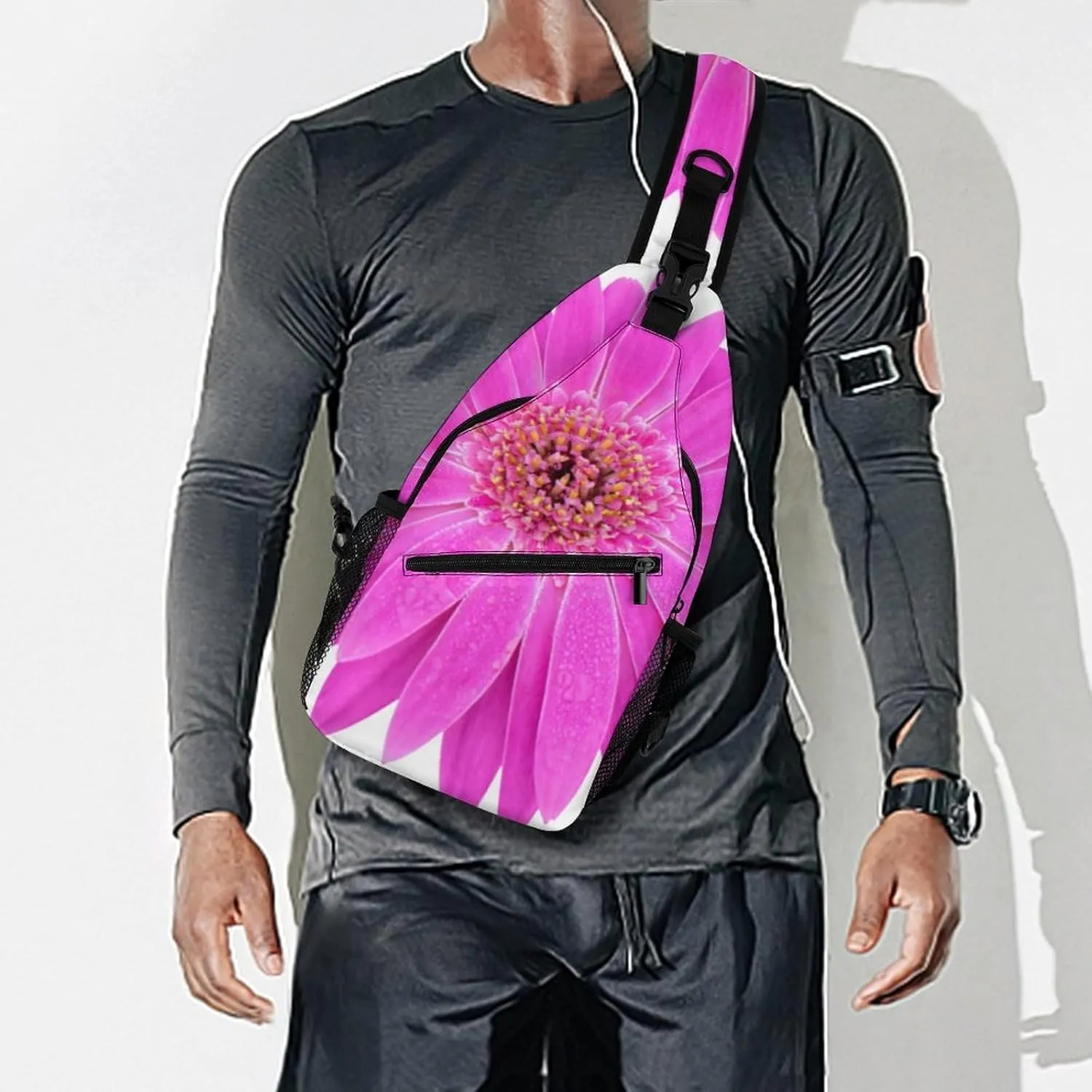 Sling Bag Gerbera Flower Isolate on Whtie Background_1 Crossbody Backpack with Anti Theft Adjustable Shoulder Bag for Travel,Hiking,Cycling,Camping