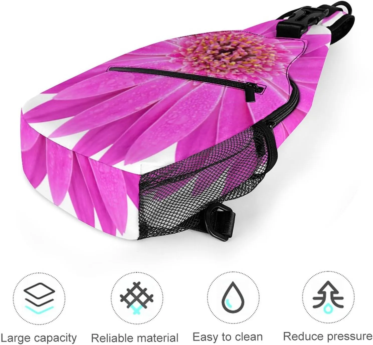 Sling Bag Gerbera Flower Isolate on Whtie Background_1 Crossbody Backpack with Anti Theft Adjustable Shoulder Bag for Travel,Hiking,Cycling,Camping