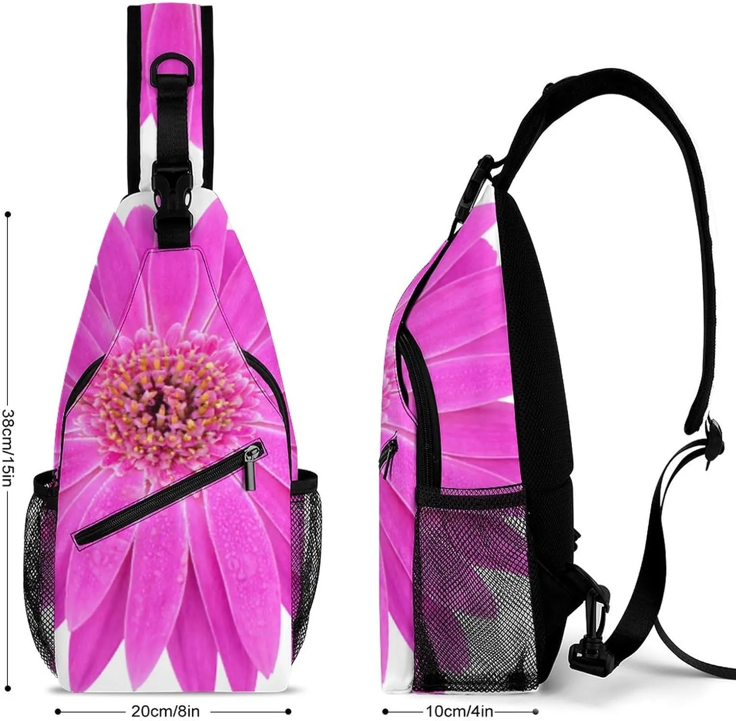 Sling Bag Gerbera Flower Isolate on Whtie Background_1 Crossbody Backpack with Anti Theft Adjustable Shoulder Bag for Travel,Hiking,Cycling,Camping