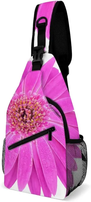 Sling Bag Gerbera Flower Isolate on Whtie Background_1 Crossbody Backpack with Anti Theft Adjustable Shoulder Bag for Travel,Hiking,Cycling,Camping