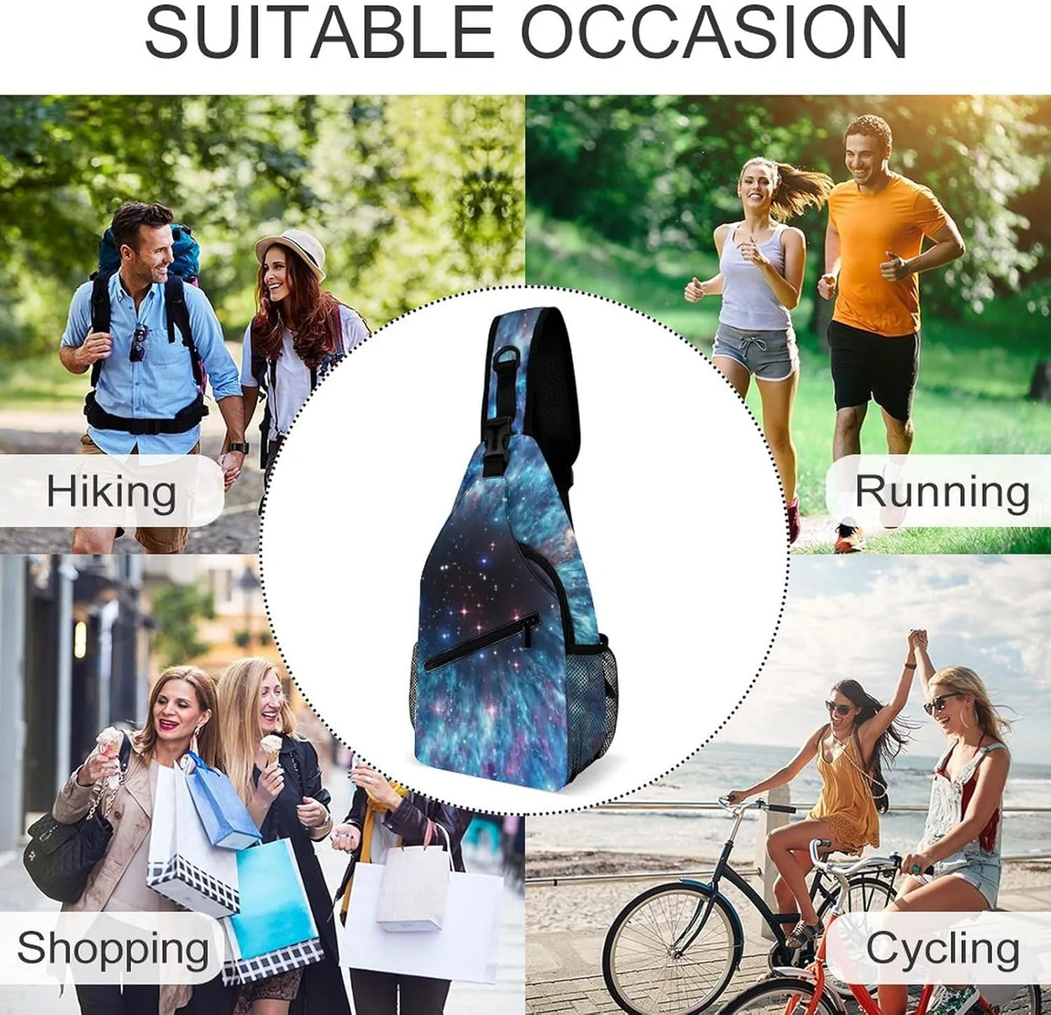 Sling Bag Helix Nebula Space Star Crossbody Backpack with Anti Theft Adjustable Shoulder Bag for Travel,Hiking,Cycling,Camping