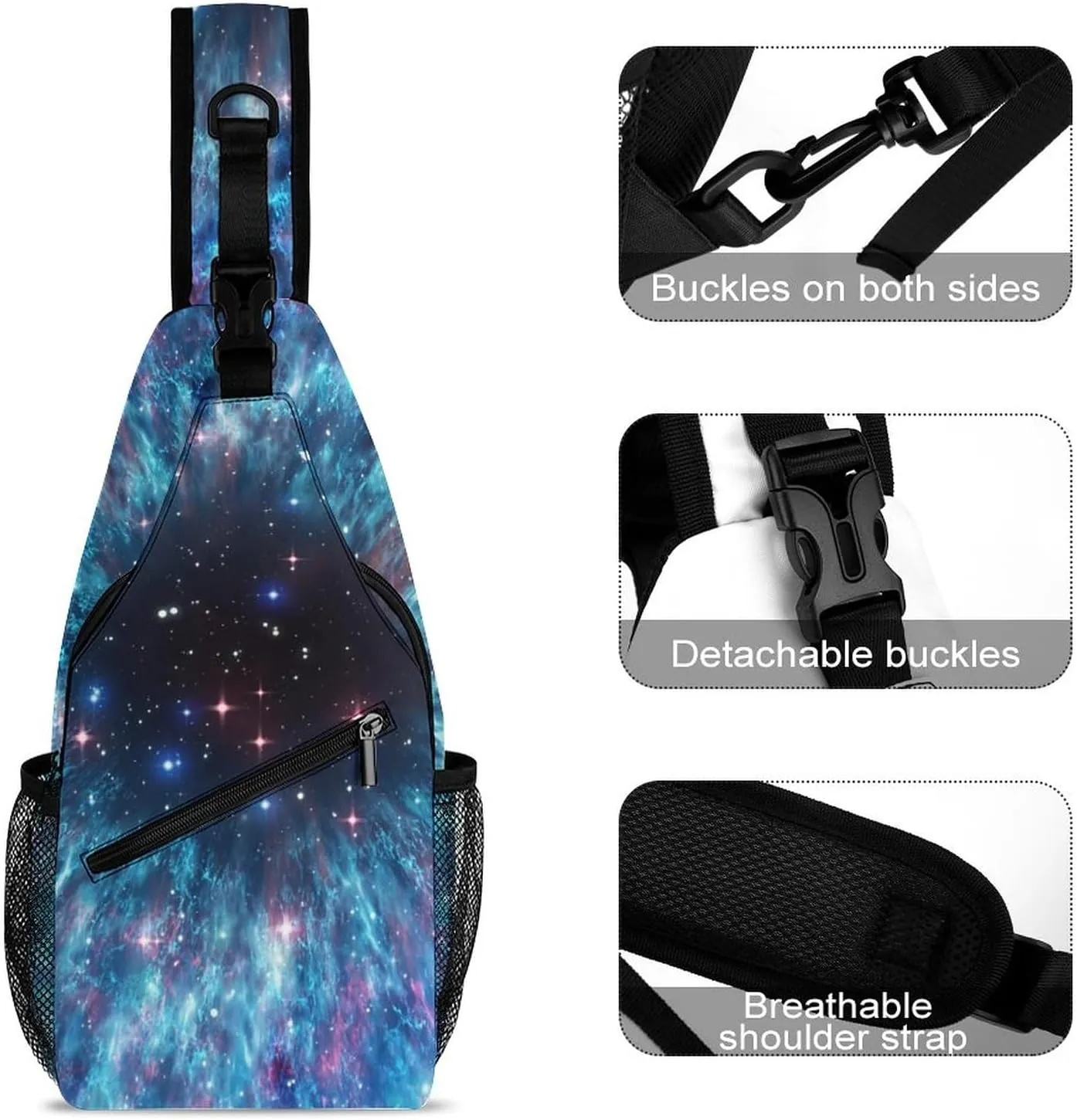 Sling Bag Helix Nebula Space Star Crossbody Backpack with Anti Theft Adjustable Shoulder Bag for Travel,Hiking,Cycling,Camping