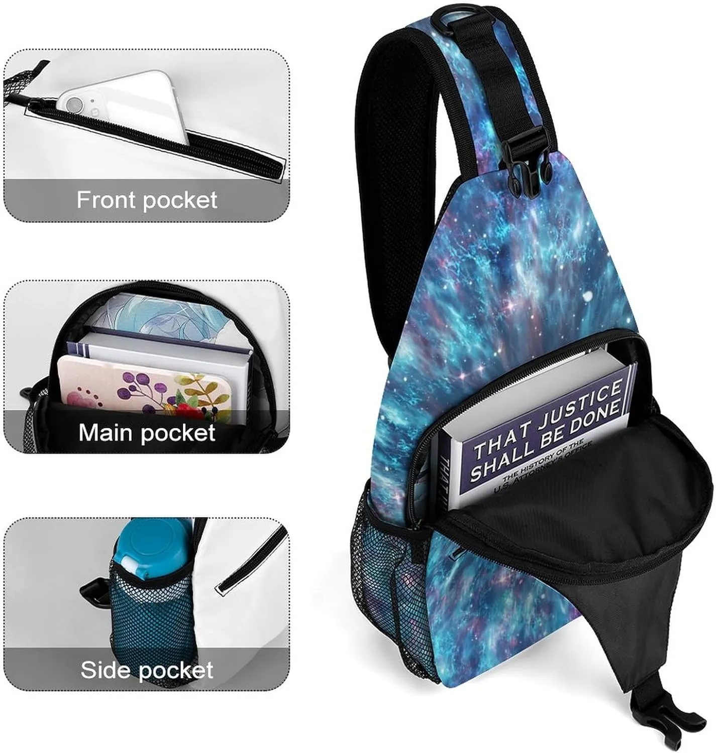 Sling Bag Helix Nebula Space Star Crossbody Backpack with Anti Theft Adjustable Shoulder Bag for Travel,Hiking,Cycling,Camping