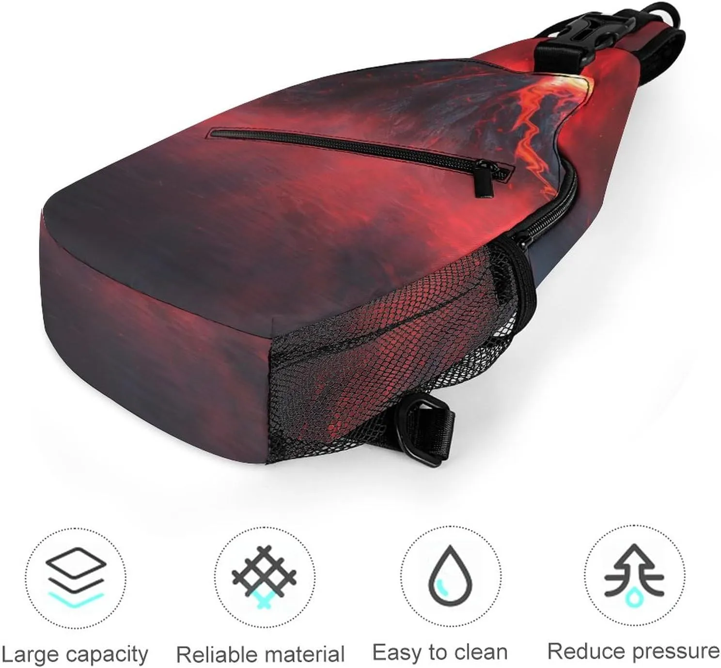 Sling Bag Night Fantasy Landscape Mountains Crossbody Backpack with Anti Theft Natural Scene Adjustable Shoulder Bag for Travel,Hiking,Cycling,Camping