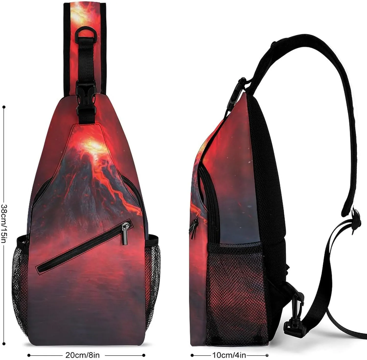 Sling Bag Night Fantasy Landscape Mountains Crossbody Backpack with Anti Theft Natural Scene Adjustable Shoulder Bag for Travel,Hiking,Cycling,Camping