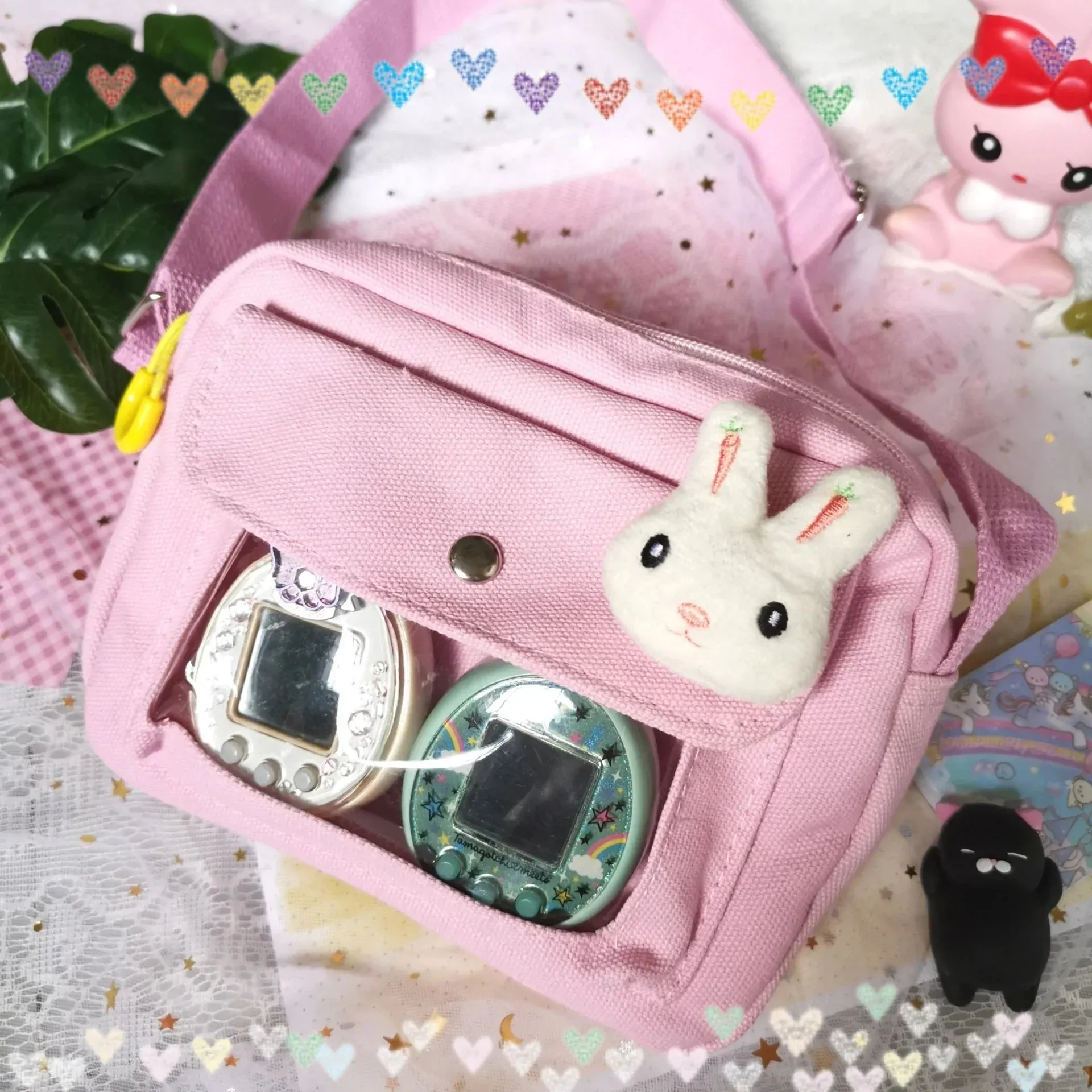 Sling bag with clear compartment